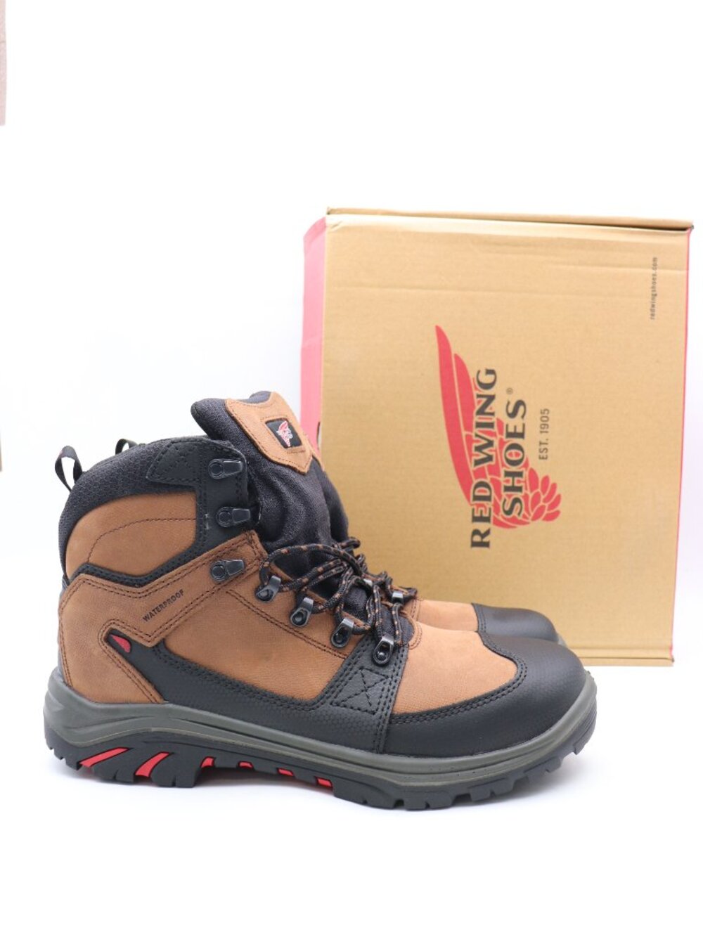 NWB Red Wing Tradesmen 413 Men's Size 12 D Waterproof Work Boots Brown Black
